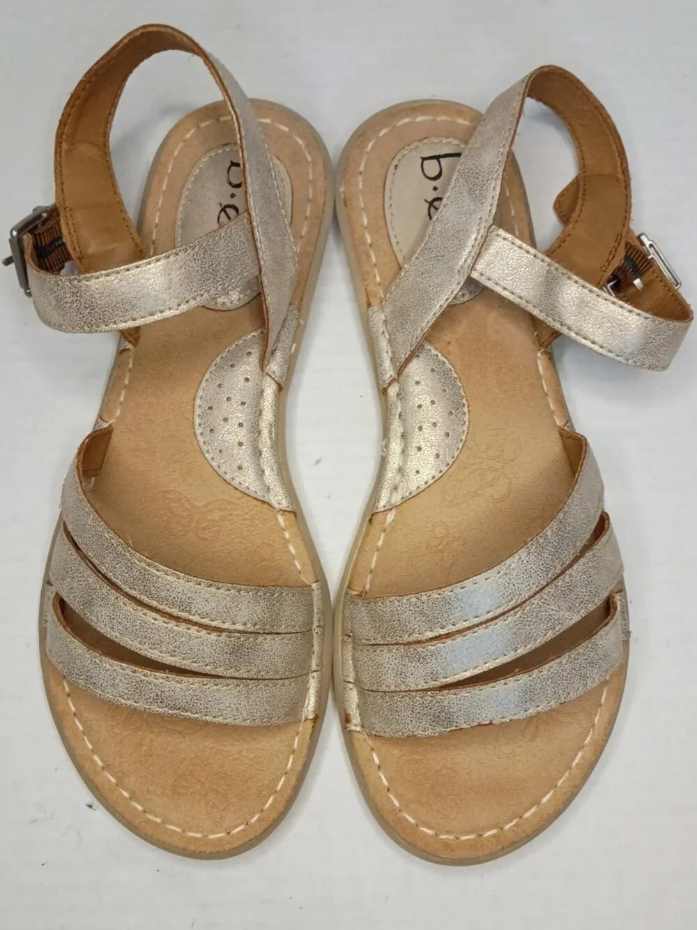 b.o.c. Halida Silver Metallic Strappy Flat Sandals Women's Size 7M